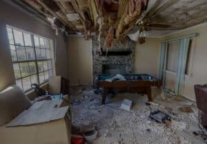 interior of damaged house